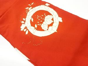 リサイクル 塩瀬金彩金駒刺繍手描き丸文に桐模様名古屋帯